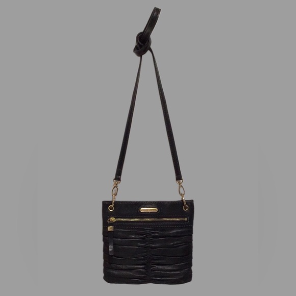 ETIENNE AIGNER Ruched Genuine Leather Crossbody Bag, Black - Picture 3 of 7